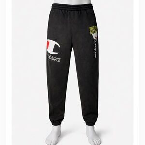 Champion Black Sweat Pants with Logo Accents
